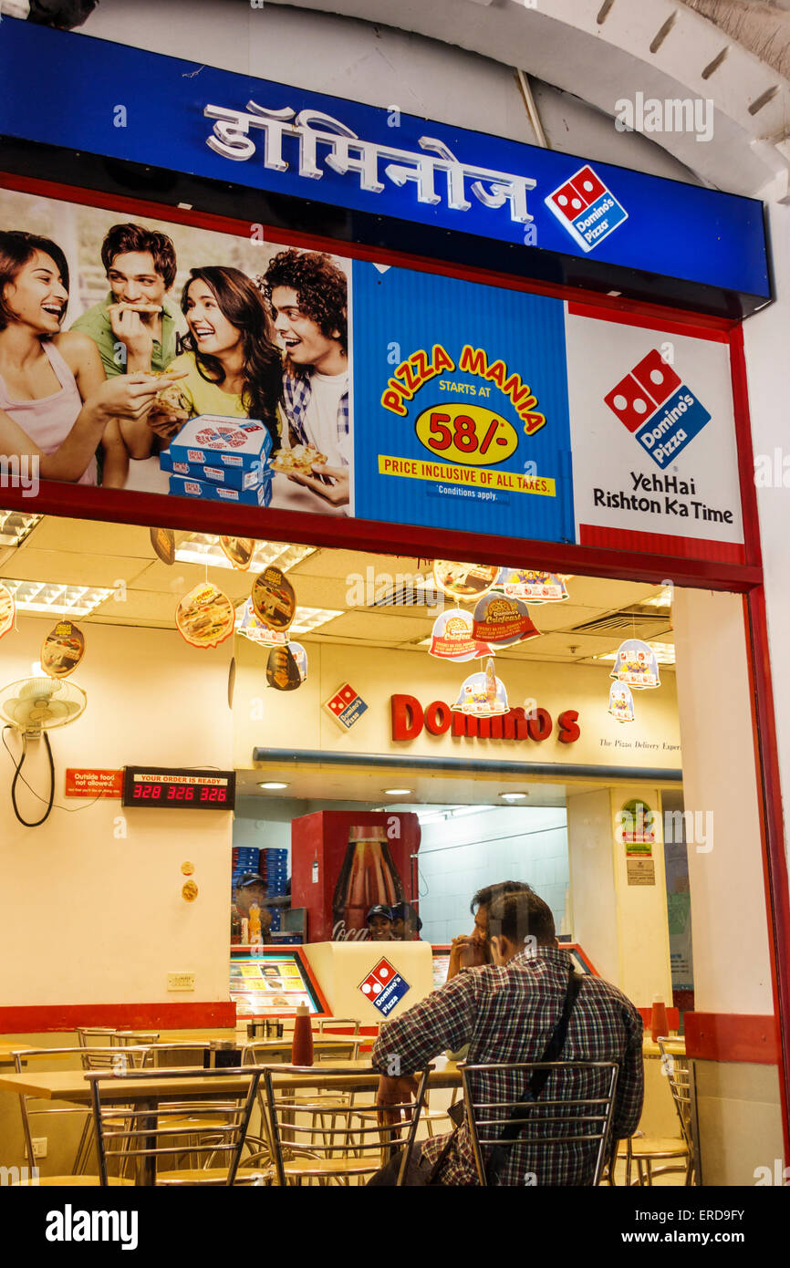 Mumbai India,Lower Parel,High Street Phoenix,mall,Domino's Pizza,interior inside,restaurant restaurants food dining cafe cafes,Hindi English,India1503 Stock Photo