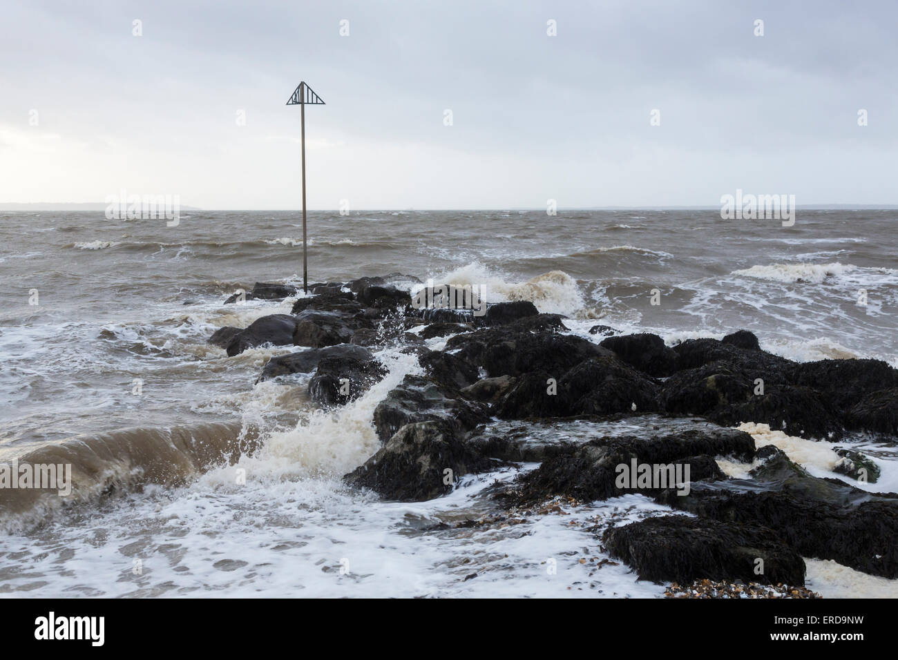 Rough sea and waves in stormy bad weather at Lee On Solent, Hampshire, UK  Stock Photo - Alamy