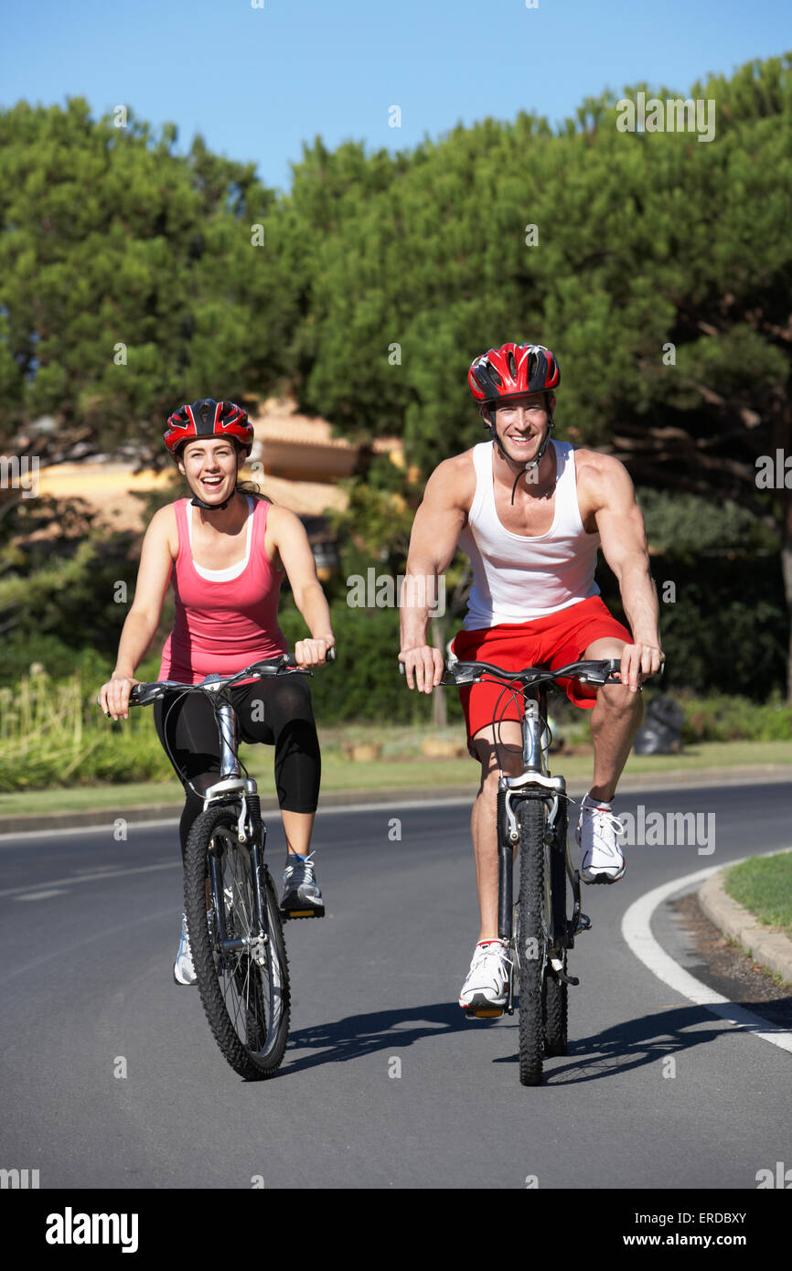 Couple On Cycle Ride Together Stock Photo
