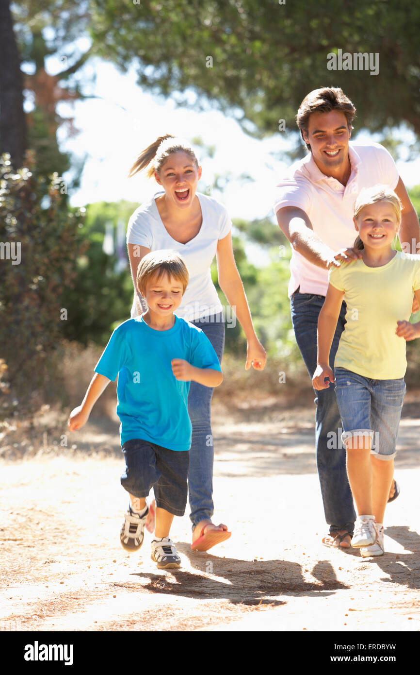 Family On Countryside Walk Together Stock Photo