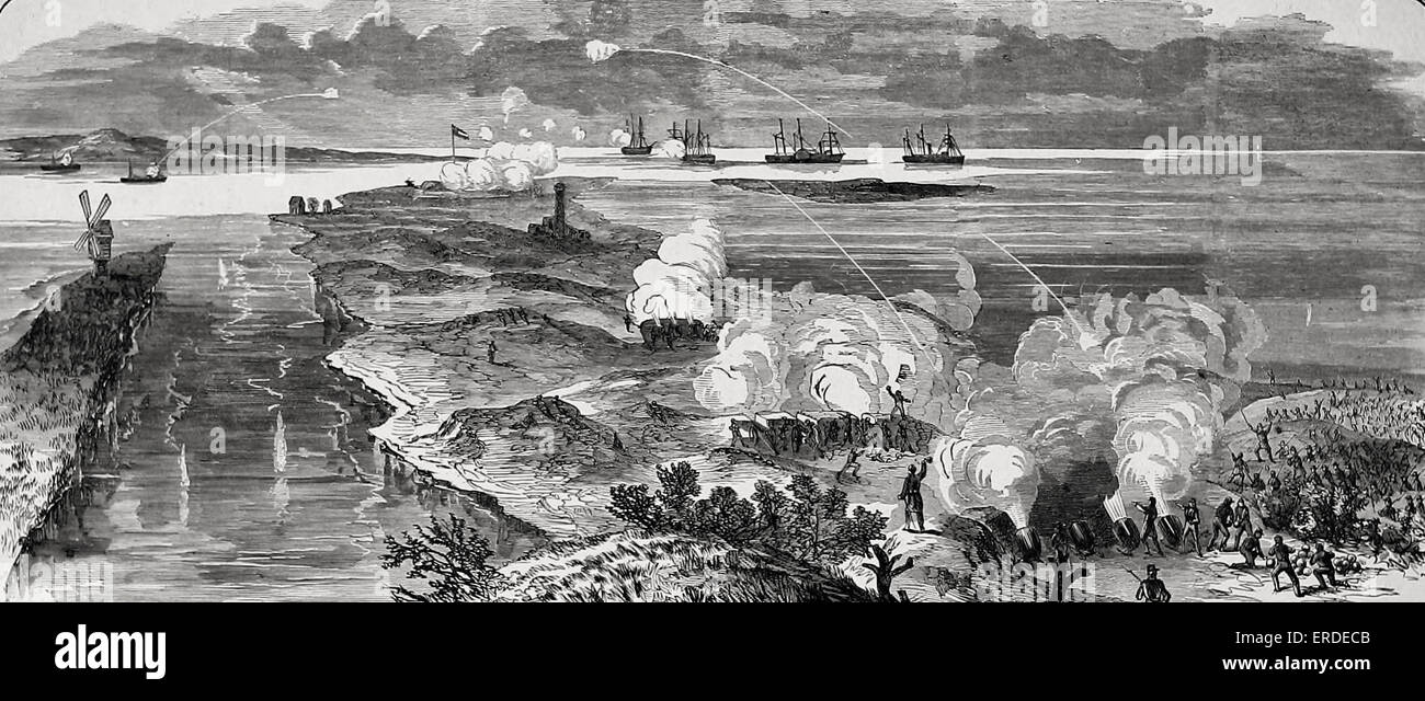 Bombardment of Fort Macon, North Carolina, USA Civil War 1862 Stock Photo