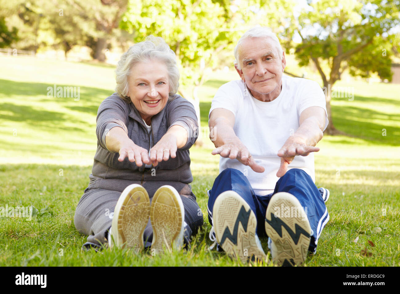 Senior couple exercising Stock Photo