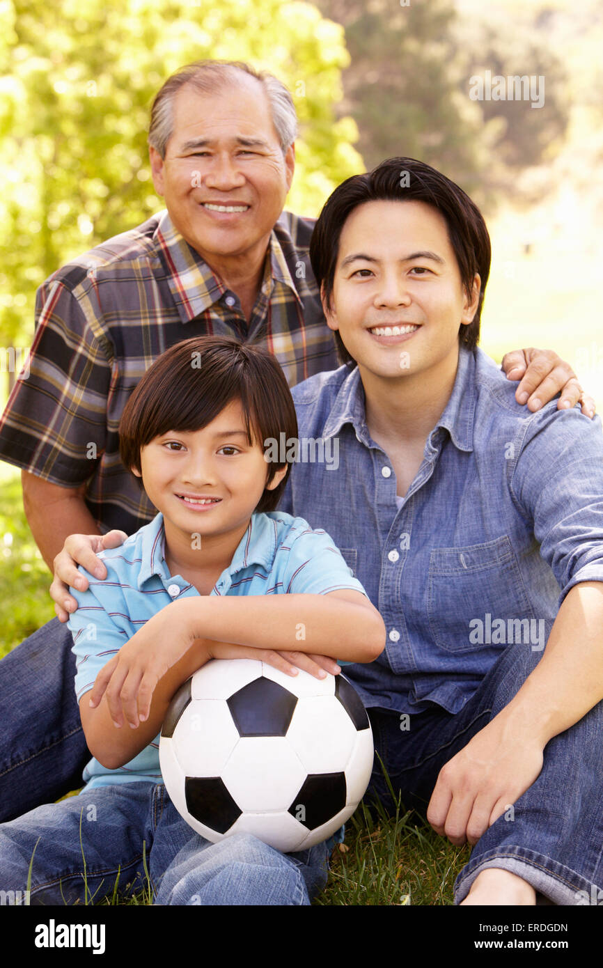 Father, grandfather and son portrait Stock Photo