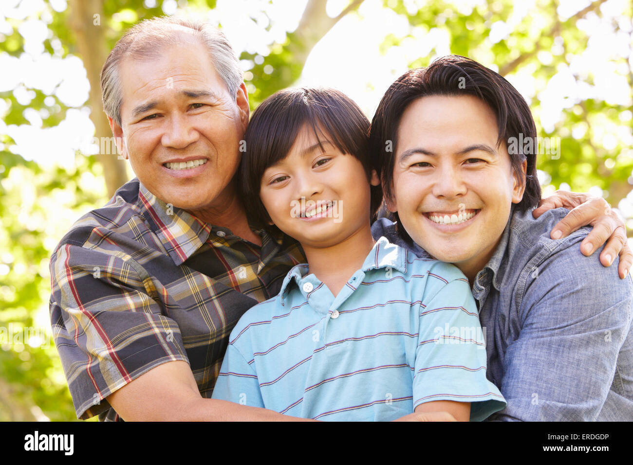 Father, grandfather and son portrait Stock Photo