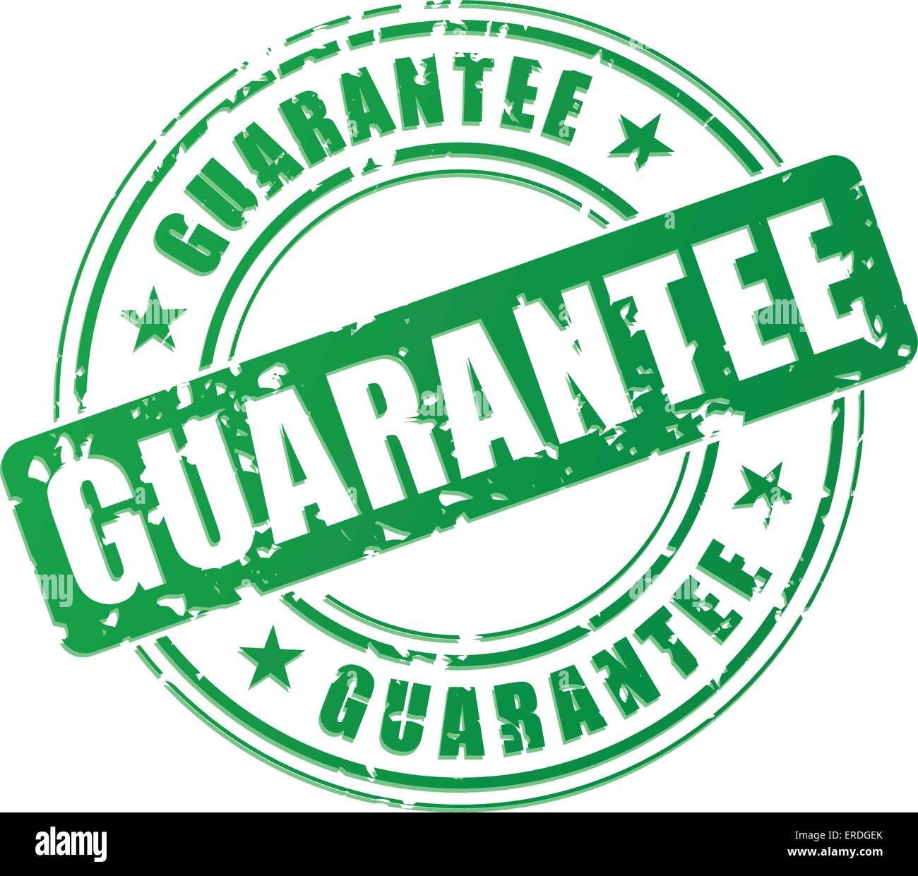 Vector illustration of green guarantee stamp concept Stock Vector