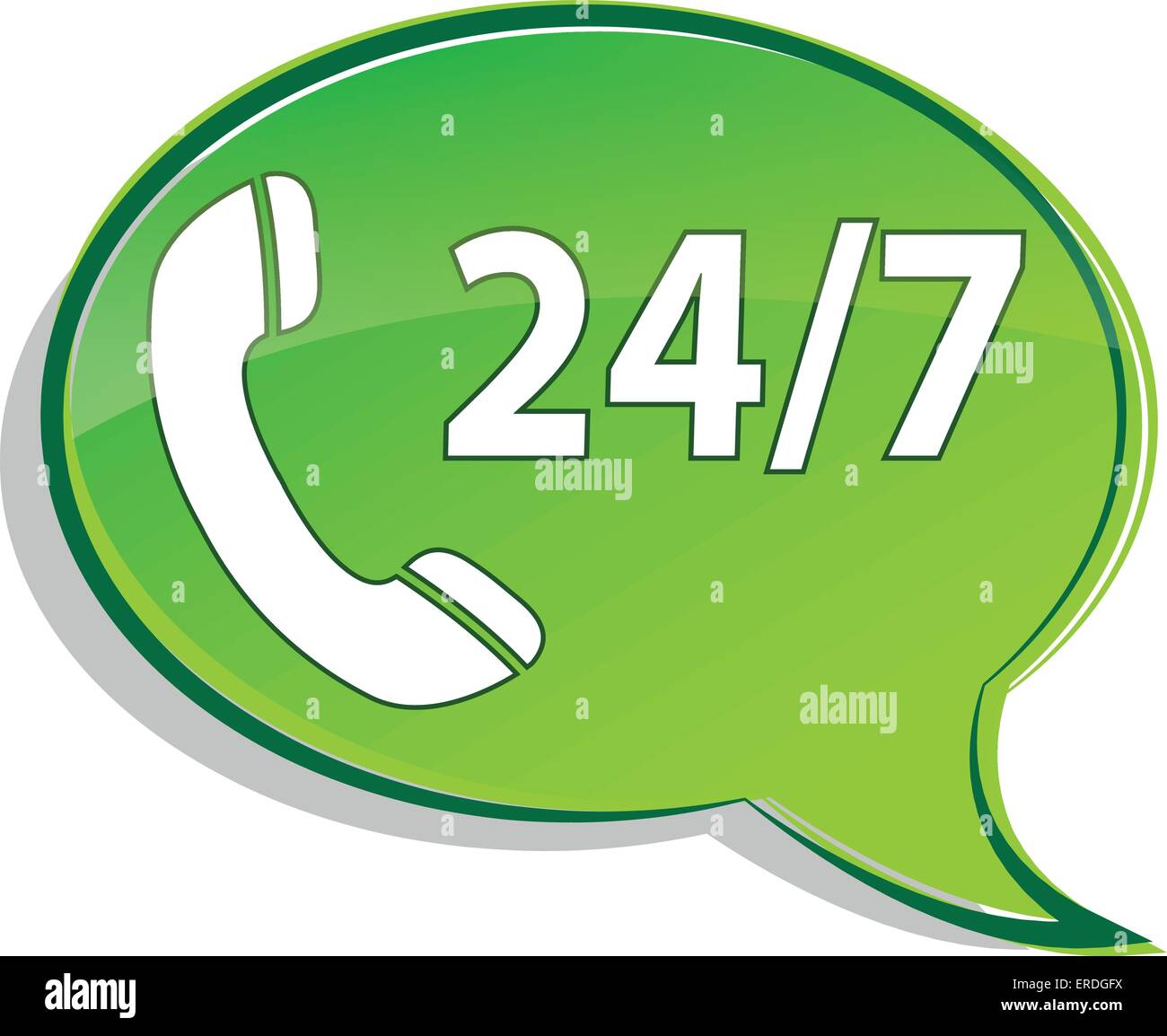 Vector illustration of contact green speech on white background Stock Vector