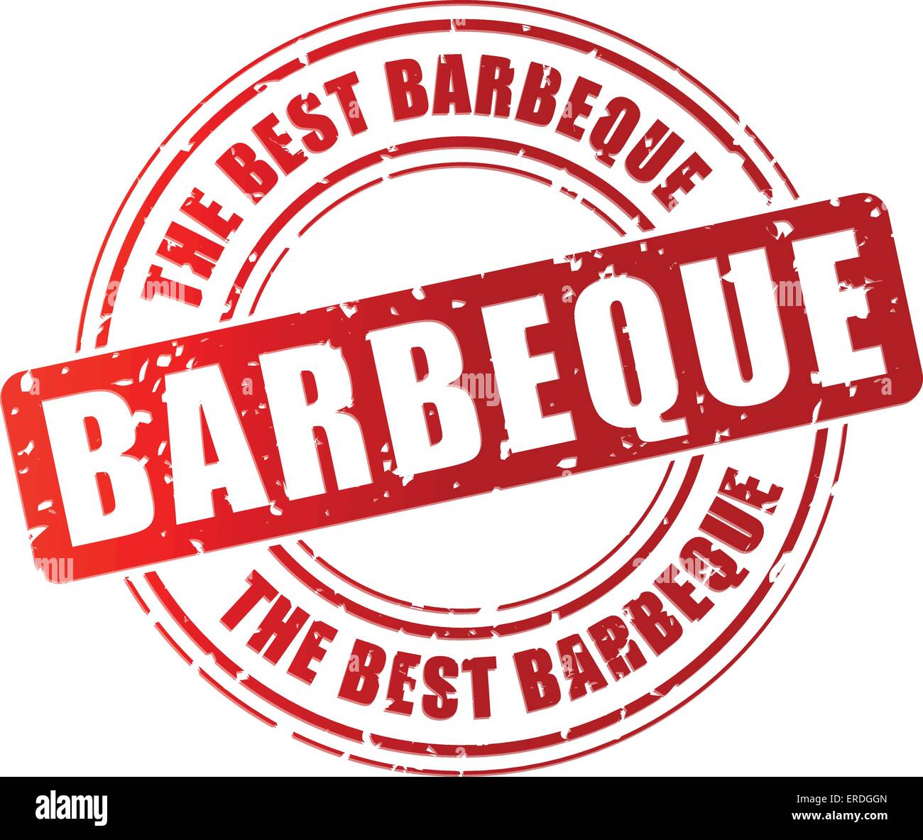 Vector illustration of red barbeque stamp on white background Stock Vector