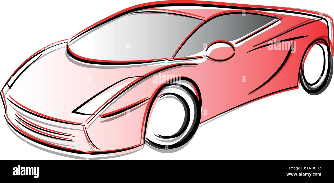 Vector illustration of prototype car drawing concept Stock Vector