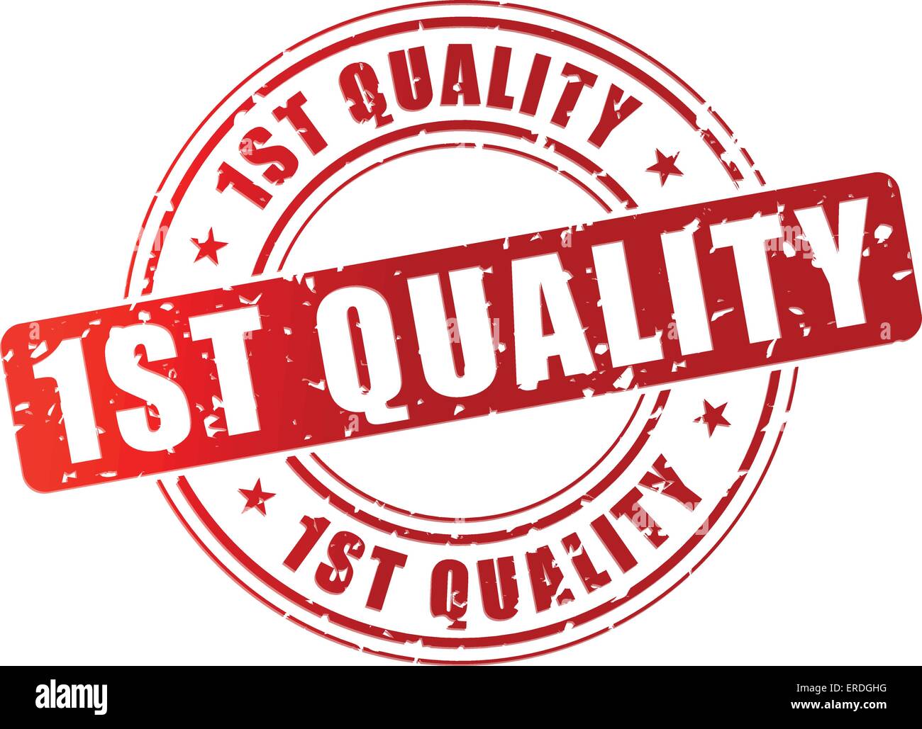 Vector illustration of first quality stamp on white background Stock