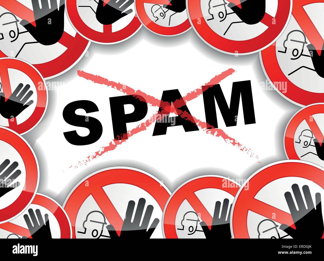 Vector illustration of stop spamming concept background Stock Vector
