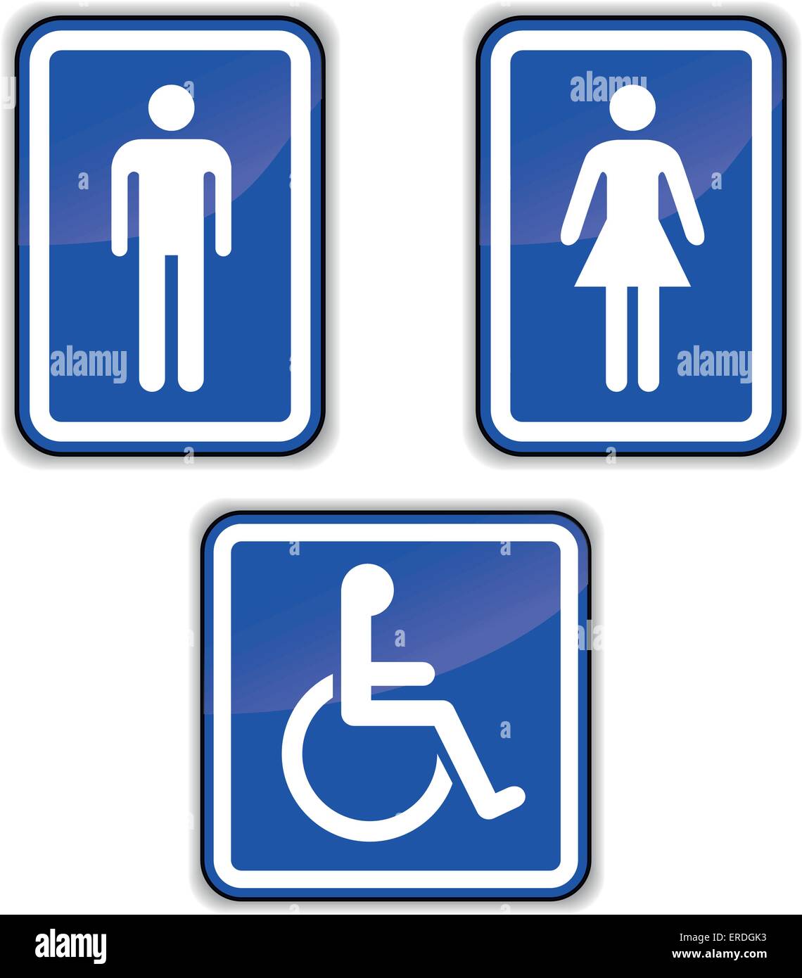Vector illustration of blue wc signs set Stock Vector