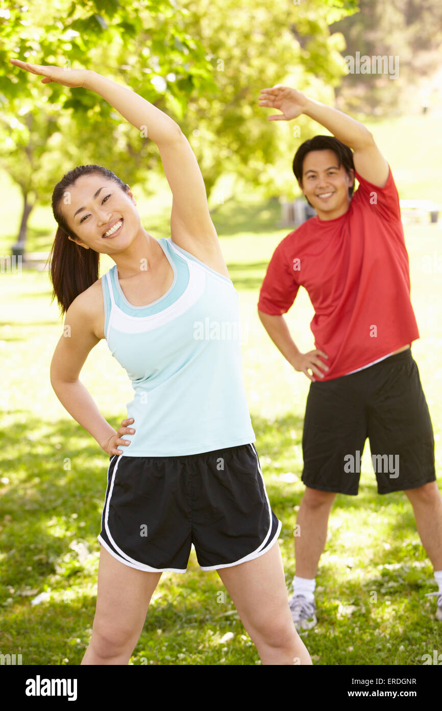 Asian couple exercising Stock Photo