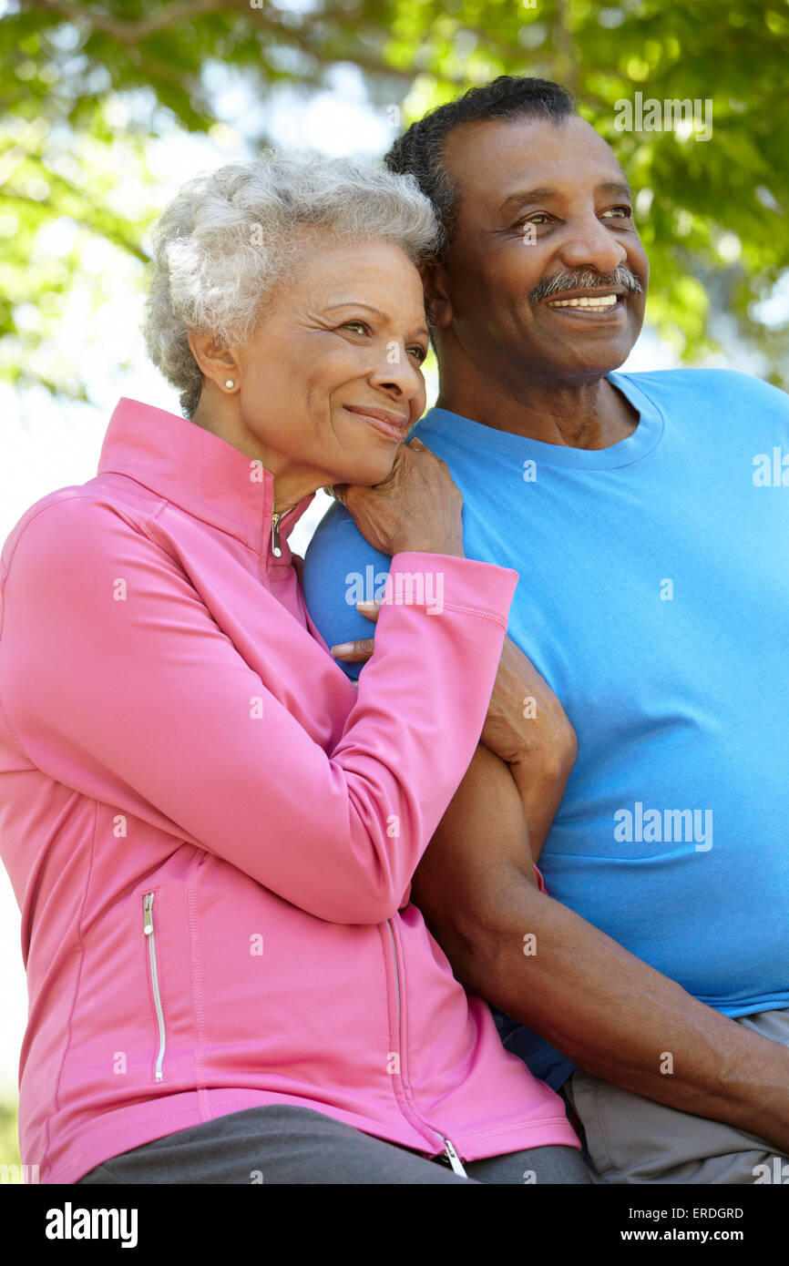 Portrait Of Senior African American Couple Wearing Running Clothing In ...