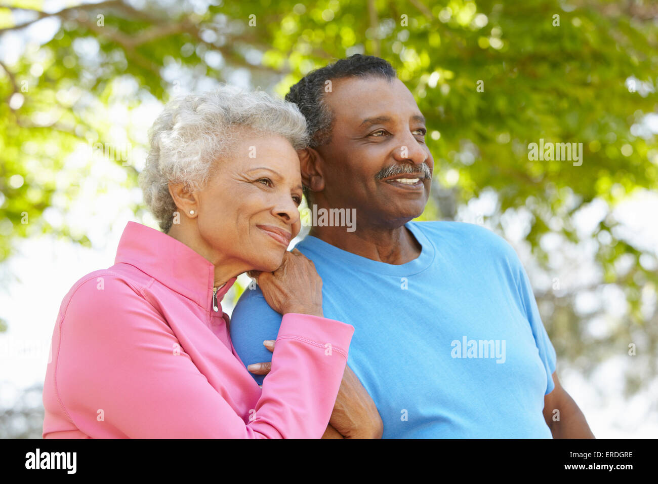 Portrait Of Senior African American Couple Wearing Running Clothing In ...