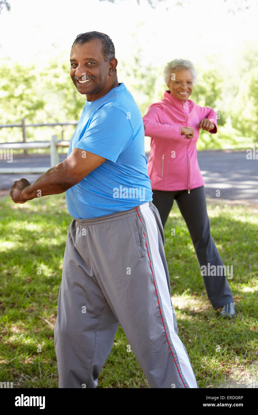 Senior African American Couple Exercising In Park Stock Photo - Alamy