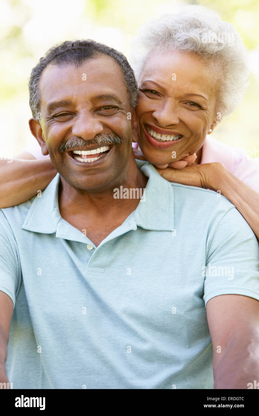 Portrait Of Romantic Senior African American Couple In Park Stock Photo ...
