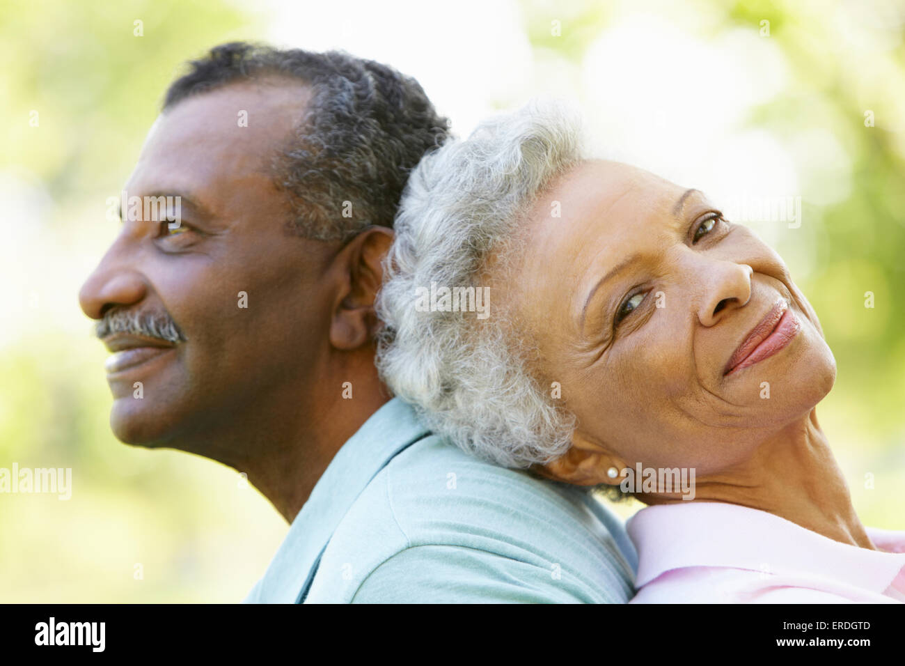 Portrait Of Romantic Senior African American Couple In Park Stock Photo ...