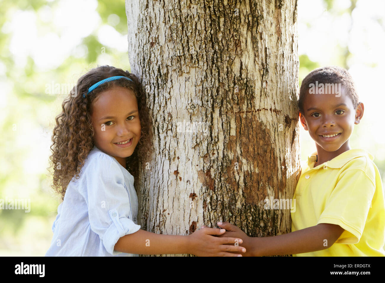 African American Children Playing In Park Stock Photo - Alamy
