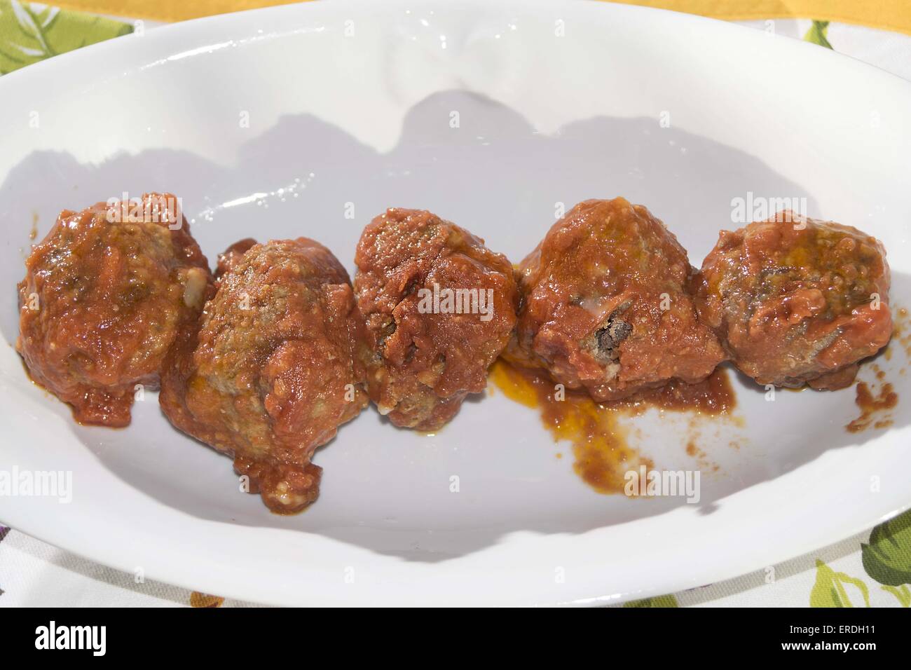 tasty Italian recipe: meatballs in tomato sauce Stock Photo