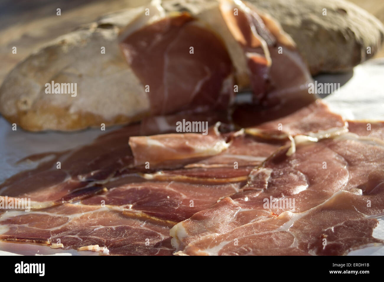 Italian typical products : the famous San Daniele ham Stock Photo