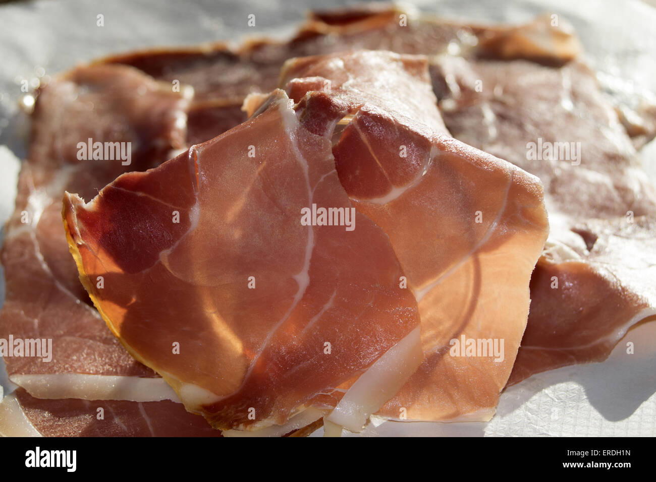 Italian typical products : the famous San Daniele ham Stock Photo