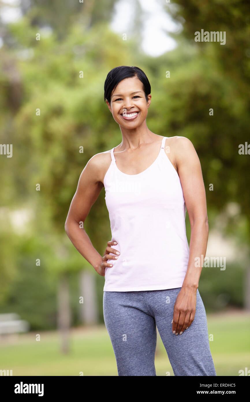 Fit, active woman in park Stock Photo