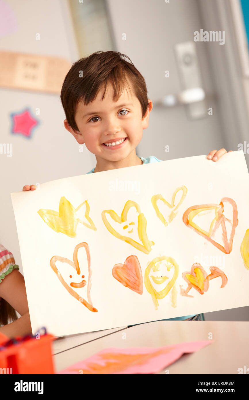 Elementary Age Schoolchild In Art Class Stock Photo