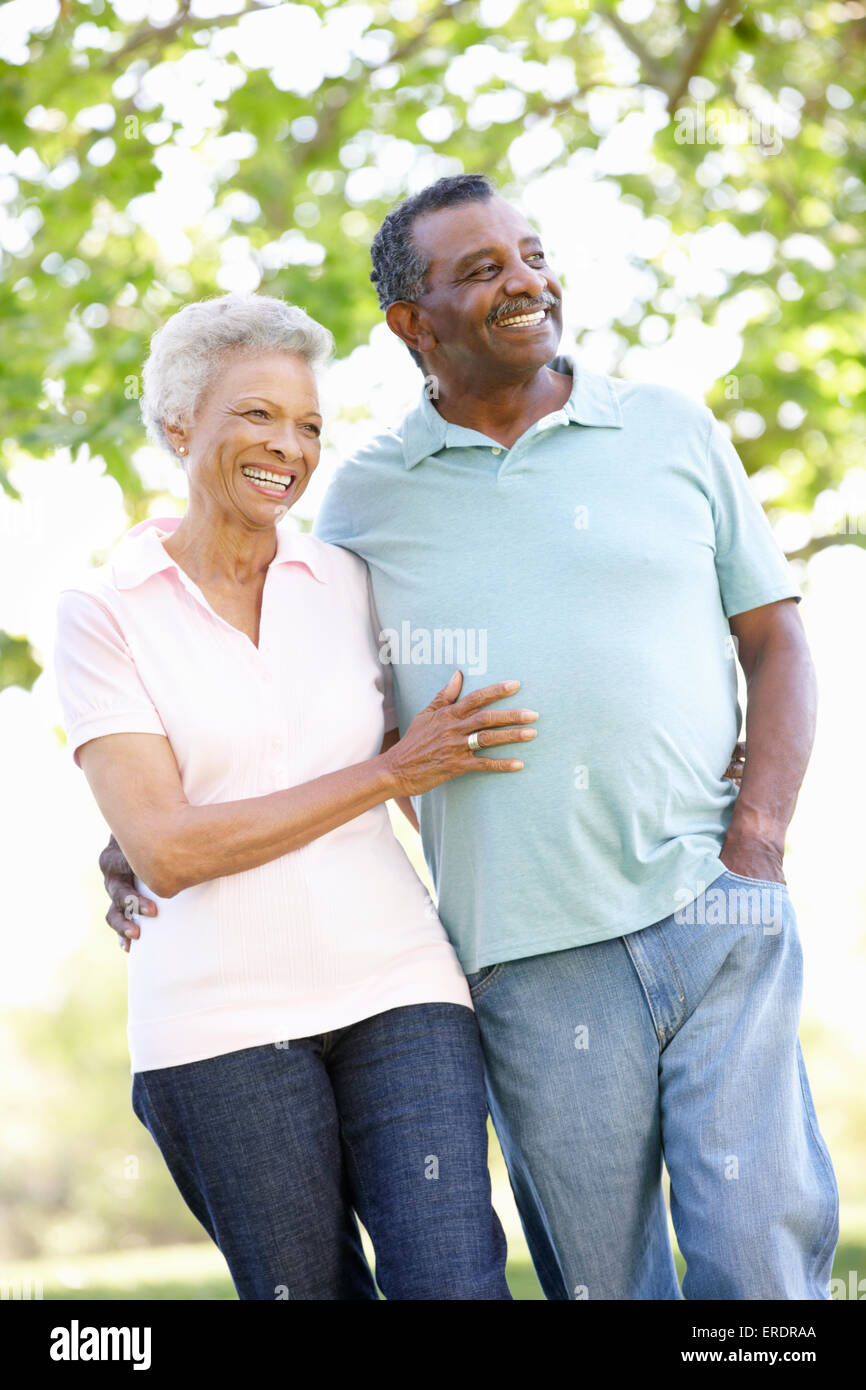 Romantic Senior African American Couple Walking In Park Stock Photo - Alamy