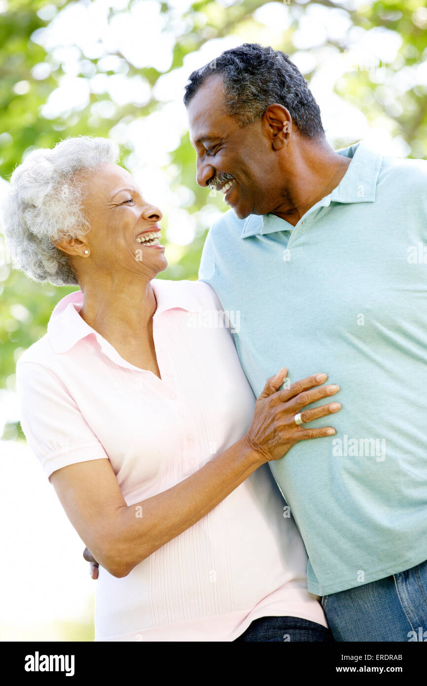 Romantic Senior African American Couple Walking In Park Stock Photo - Alamy