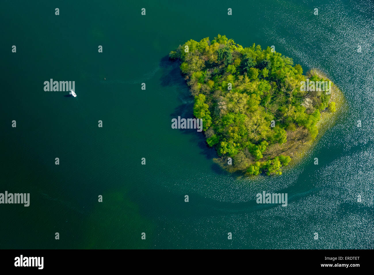 Island in Lake Unterbach, Erkrath, North Rhine-Westphalia, Germany Stock Photo