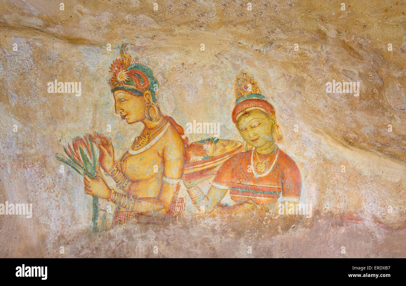 Sigiriya Rock Cave Wall Paintings, Sri Lanka Stock Photo Alamy