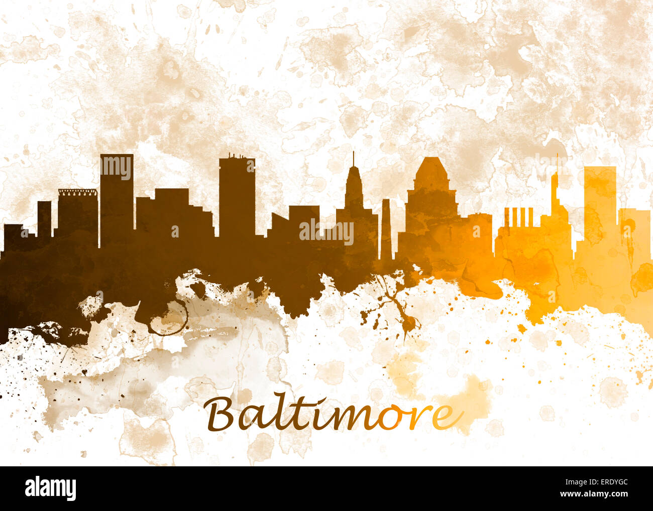 Watercolor art print of the skyline of Baltimore USA Beautiful Wall Art