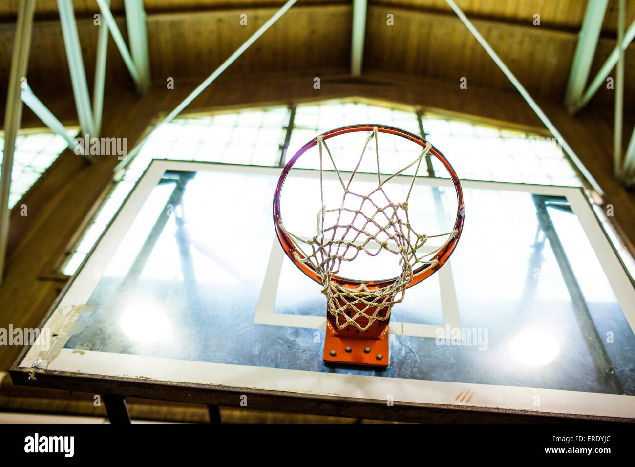 Low angle view of basketball hoop Stock Photo