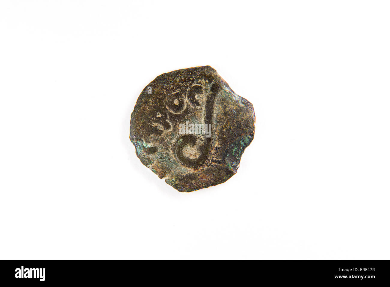 Old Bronze Coin procurator of Judea, Pontius Pilate Stock Photo