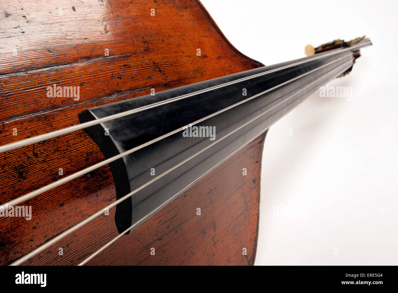 Detail shot of a Double Bass showing strings and fingerboard, made by