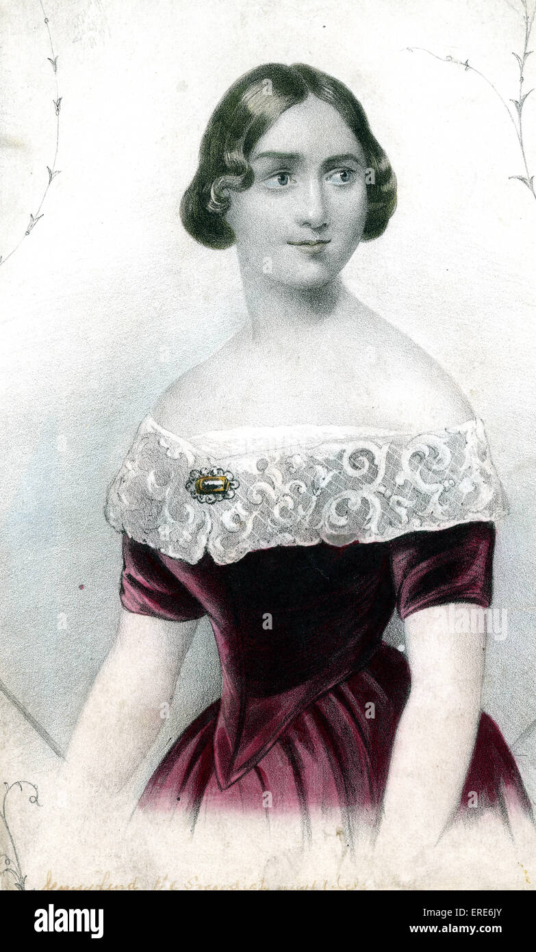 Jenny Lind (Johanna Maria Lind).  Colour lithographic portrait, c1845, artist unknown. Swedish opera singer,  known as the Stock Photo