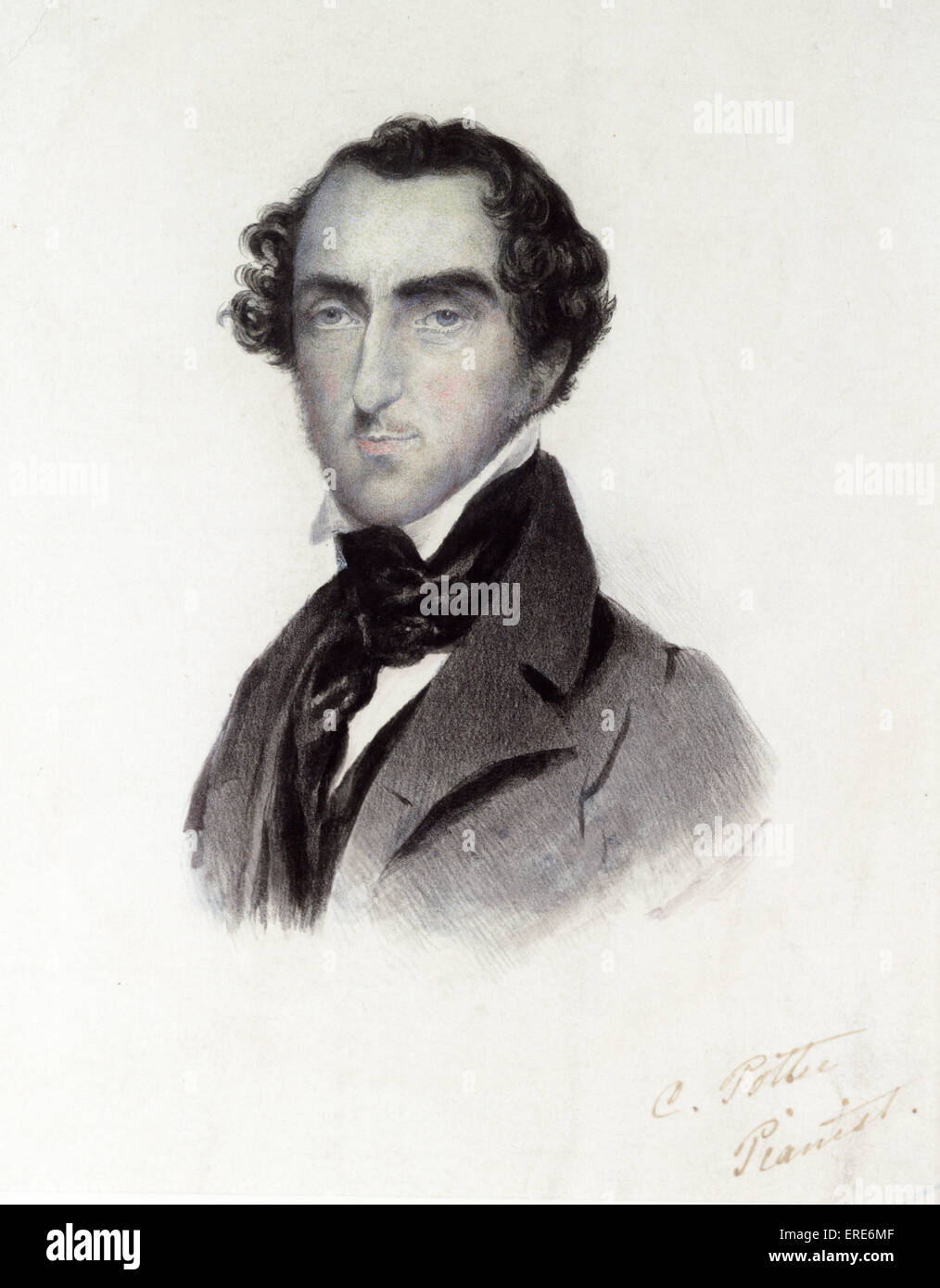 Cipriani Potter, portrait. British composer and pianist, 3 October 1792 - 26 September 1871.  Head and shoulders.  Lithograph Stock Photo