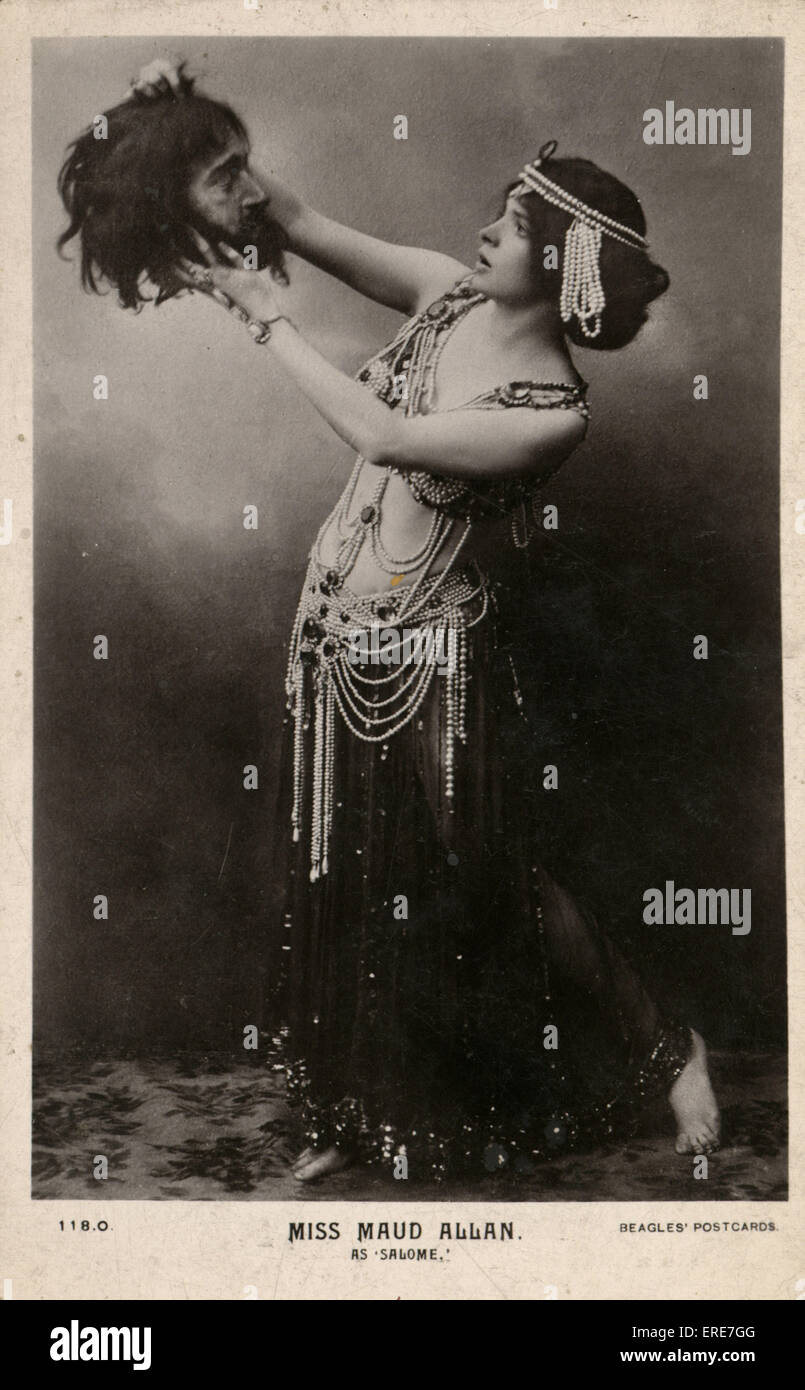Miss Maud Allan as 'Salome'. Sepia postcard, London, 1908. MA: pianist, actress, dancer and choreographer, 27 August 1873 - 7 Stock Photo