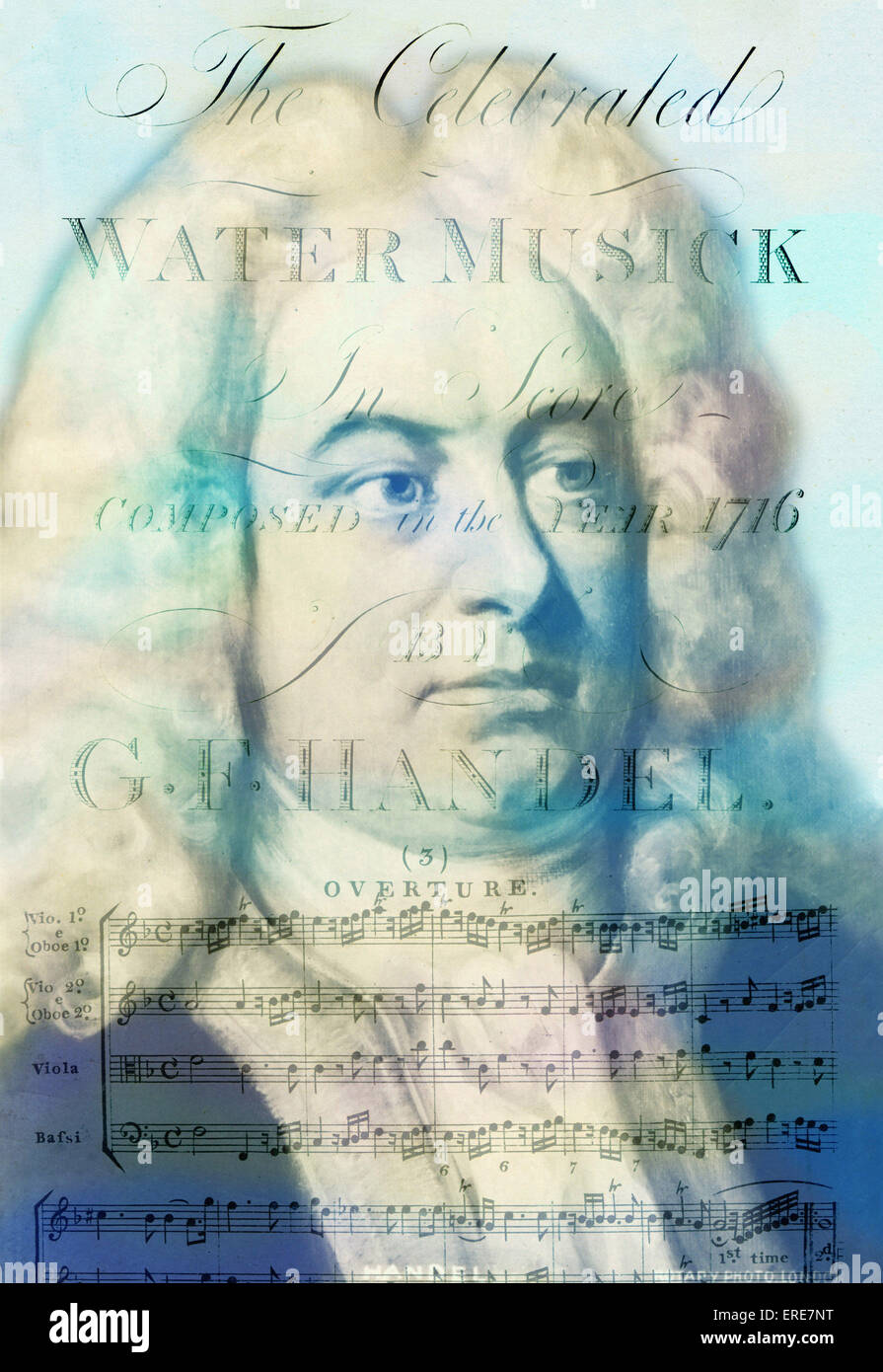 HANDEL, George Frideric collageor graphic compilation (cover ready to go). German-English composer, 23 February 1685 - 14 April Stock Photo