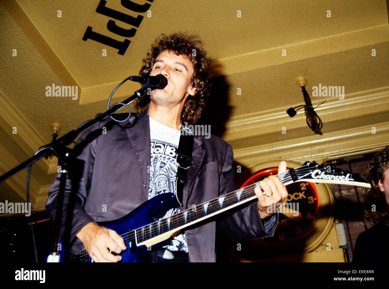 Mats Wilander, Swedish tennis star (b. 1964) playing electric guitar at