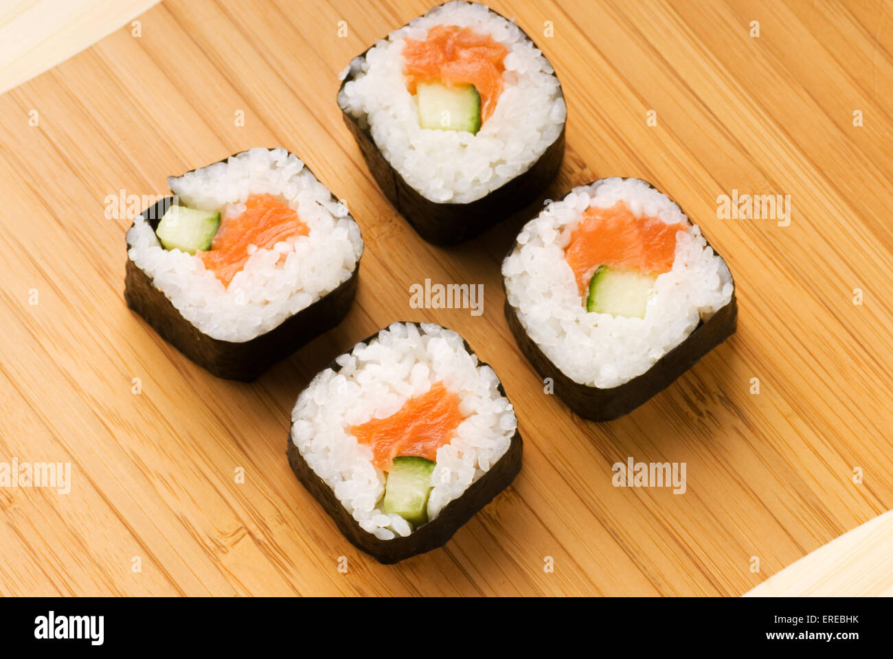 Sushi on bamboo plate Stock Photo