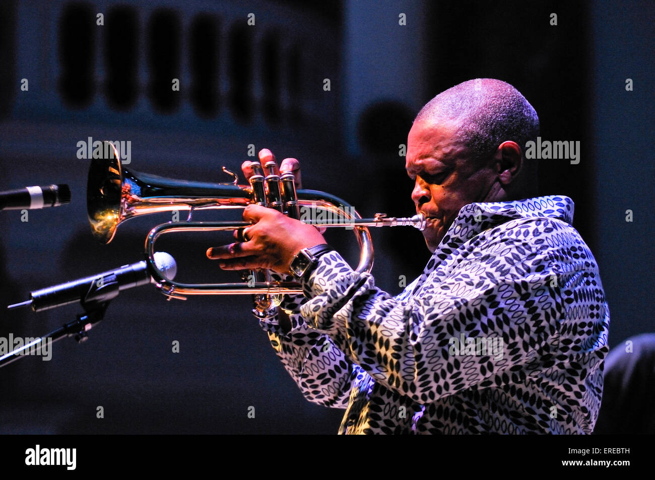 South African trumpet player Hugh Masekela performing at the Cheltenham