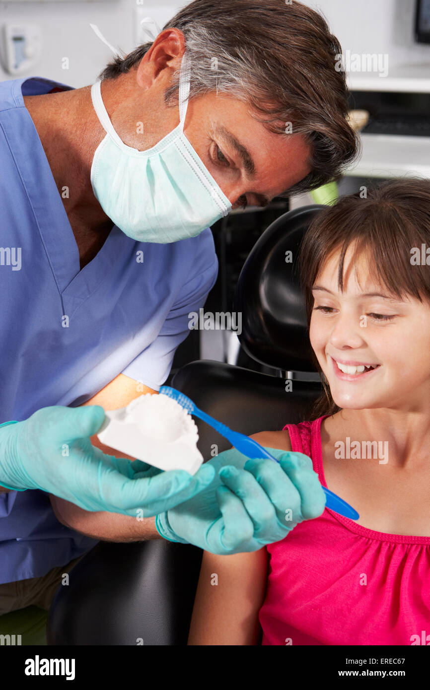 Dentist Demonstrating How To Brush Teeth Stock Photo Alamy