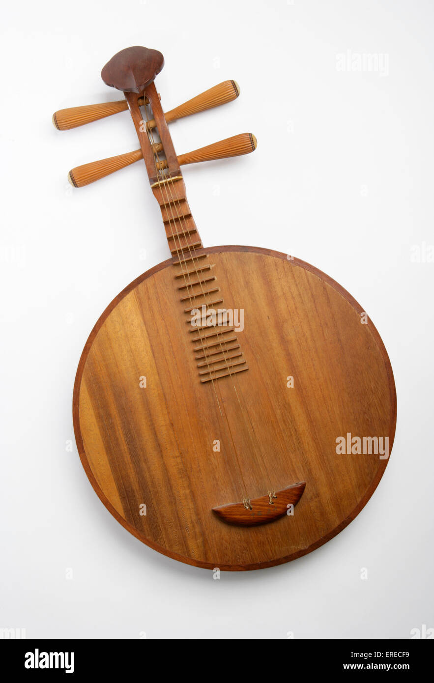 Chinese Moon shaped lute, or moon guitar. Yueh chin. Yueqin Stock Photo -  Alamy