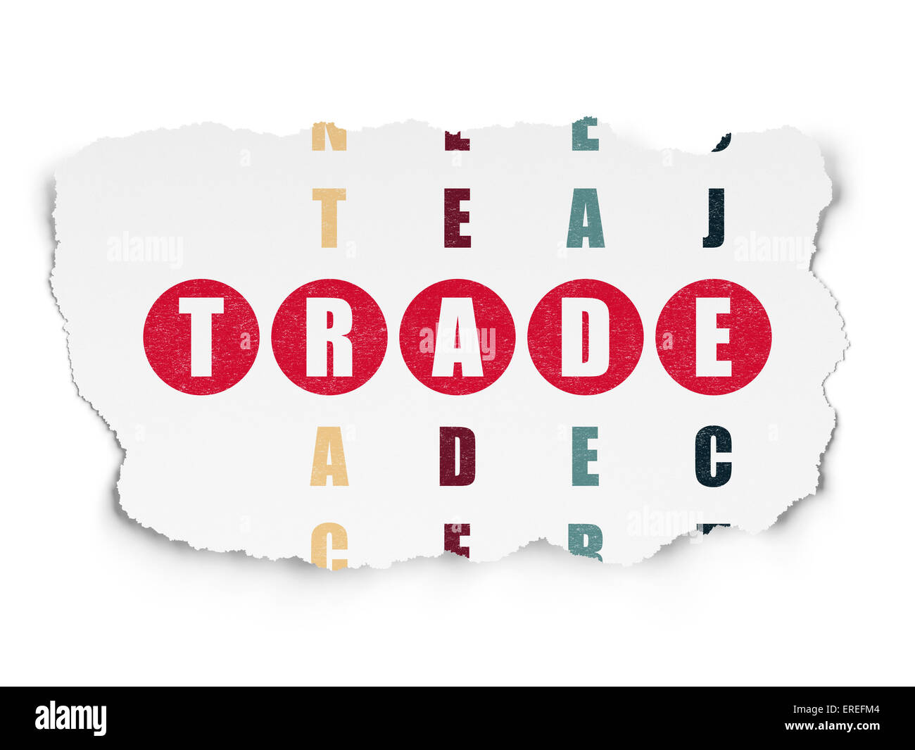 Business concept word Trade in solving Crossword Puzzle Stock Photo