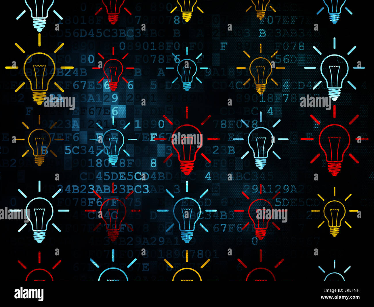 Finance concept: Light Bulb icons on Digital background Stock Photo - Alamy
