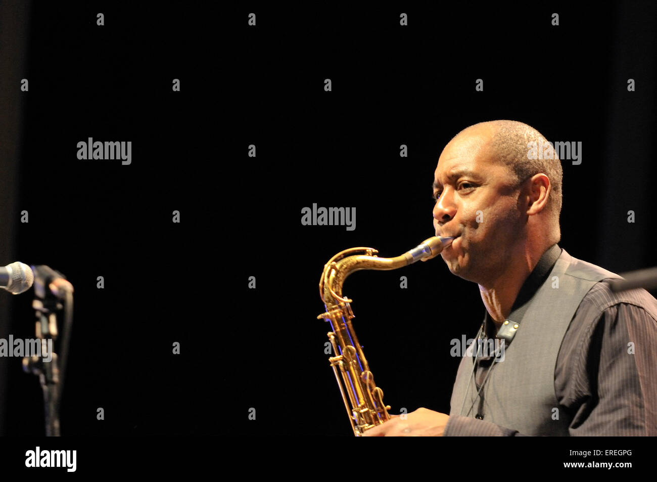 Branford Marsalis playing tenor saxophone at the Bath Musicfest, 25 May 2009. American saxophonist and composer, b. 26 August, Stock Photo