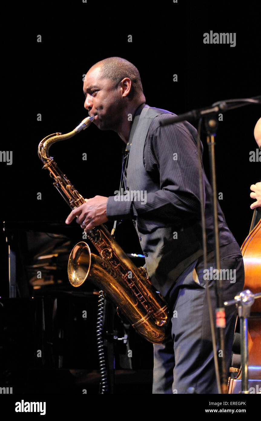 Branford Marsalis playing tenor saxophone at the Bath Musicfest, 25 May 2009. American saxophonist and composer, b. 26 August, Stock Photo