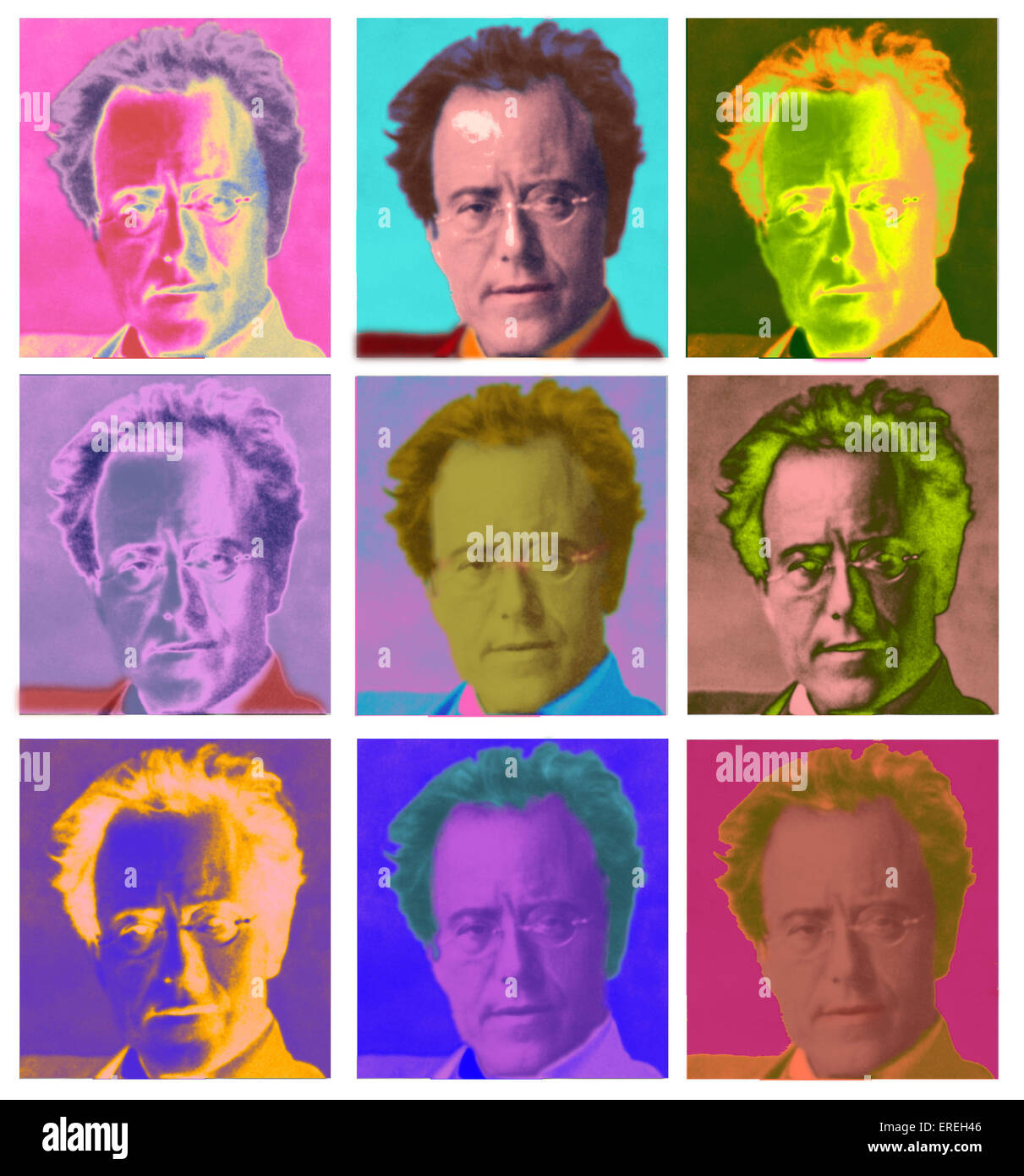 Gustav Mahler  portrait c.1908 collage of running images. Austrian composer, 7 July 1860 - 18 May 1911 Stock Photo