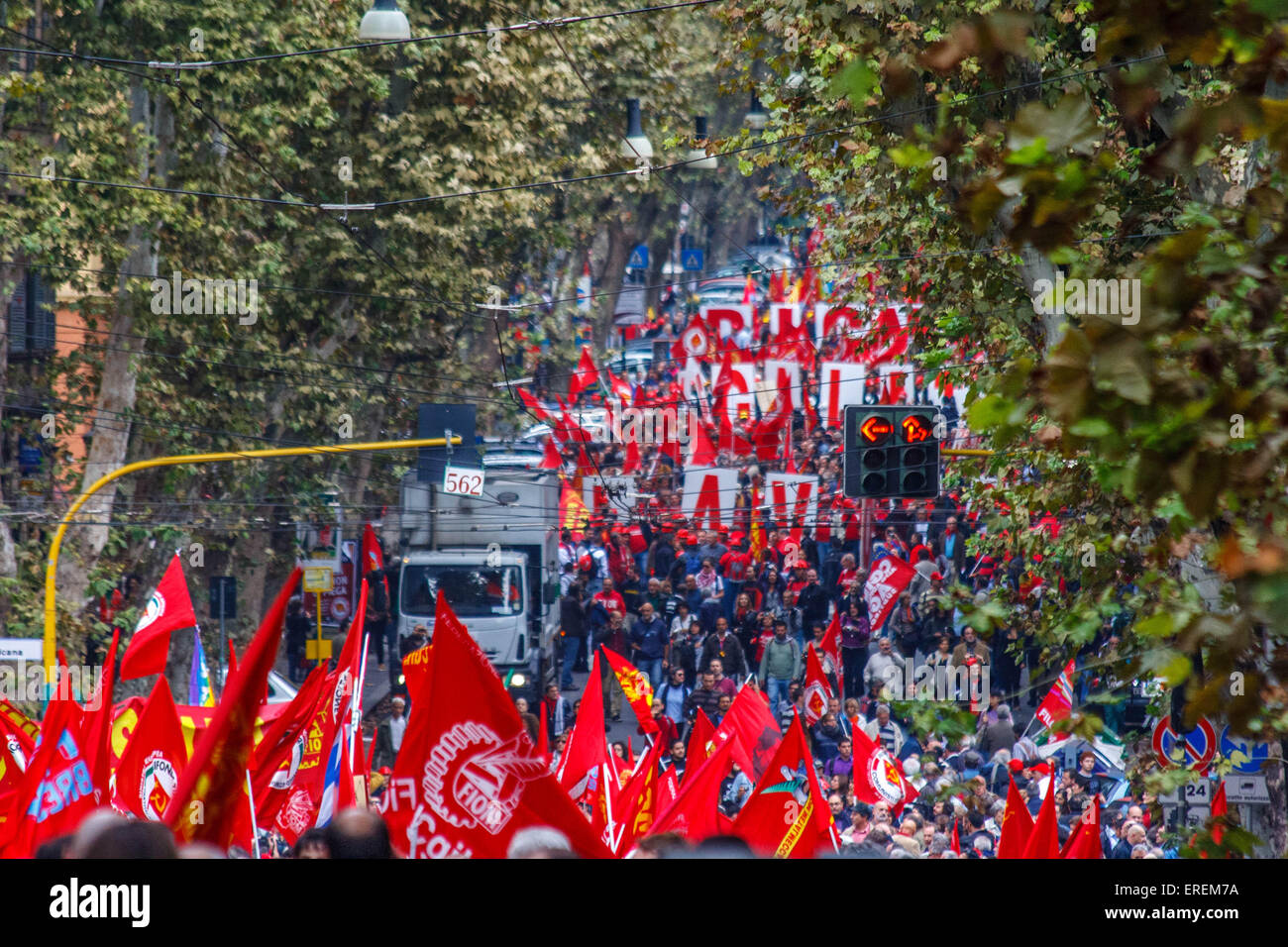 Manifestation of the FIOM union which took place in Rome in October 2010 Stock Photo